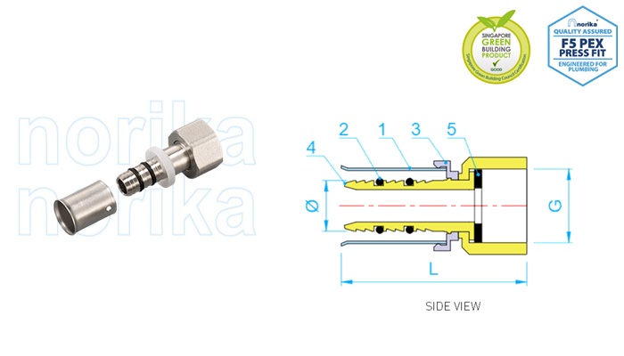 PEX Press-Fit Demountable Female Straight FI Union (Type F5)